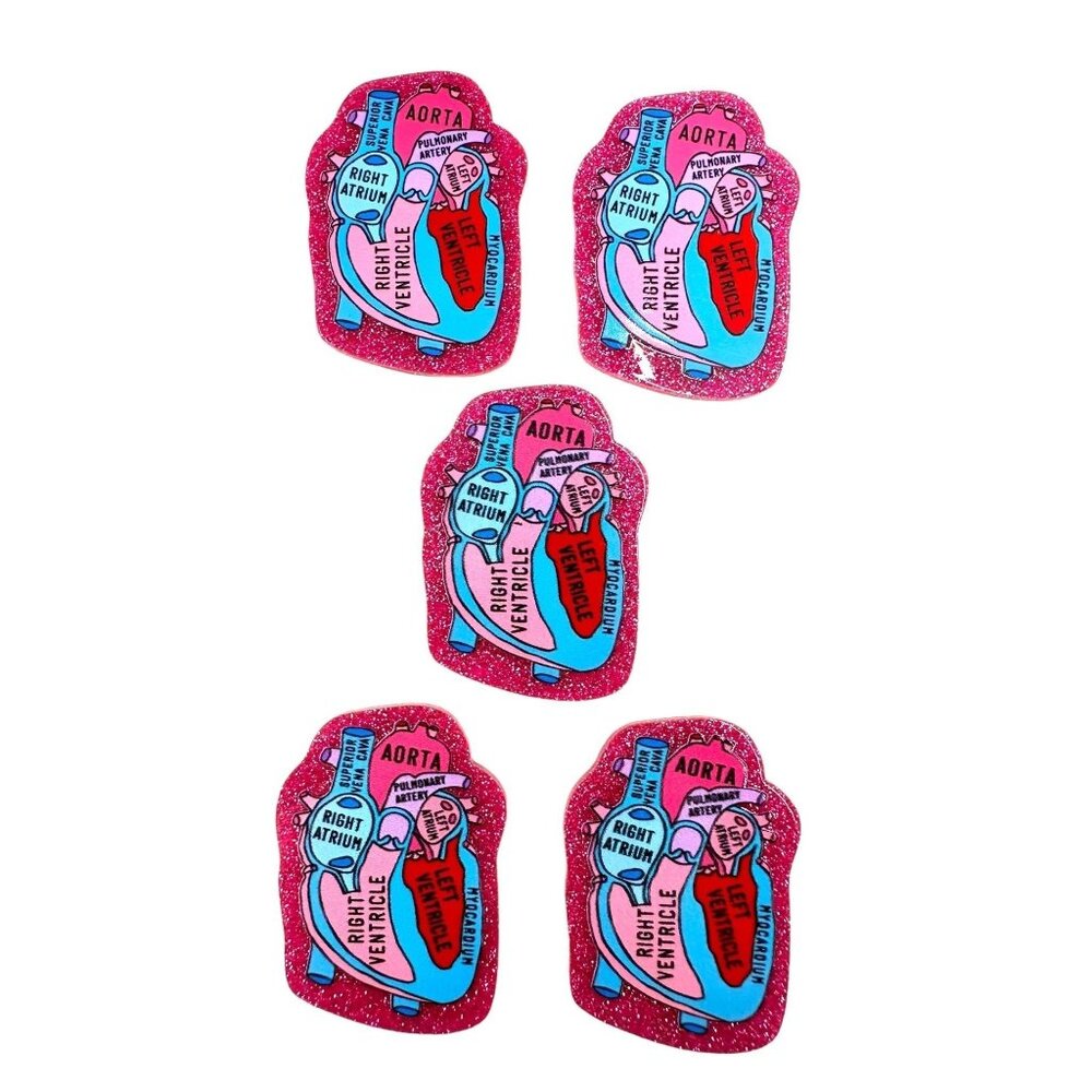10 pc glitter Cardiology, Heart RN Nurse acrylic flat back charm for badge reels
